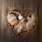 Реквизит для фотосъемки детей в винтажном стиле, деревянная раковина, коробка в форме сердца и Луны, аксессуары для фотосъемки новорожденных