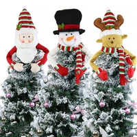 christmas tree topper santa head snowman cap ornament supplies for party decoration new year christmas hanging supplies