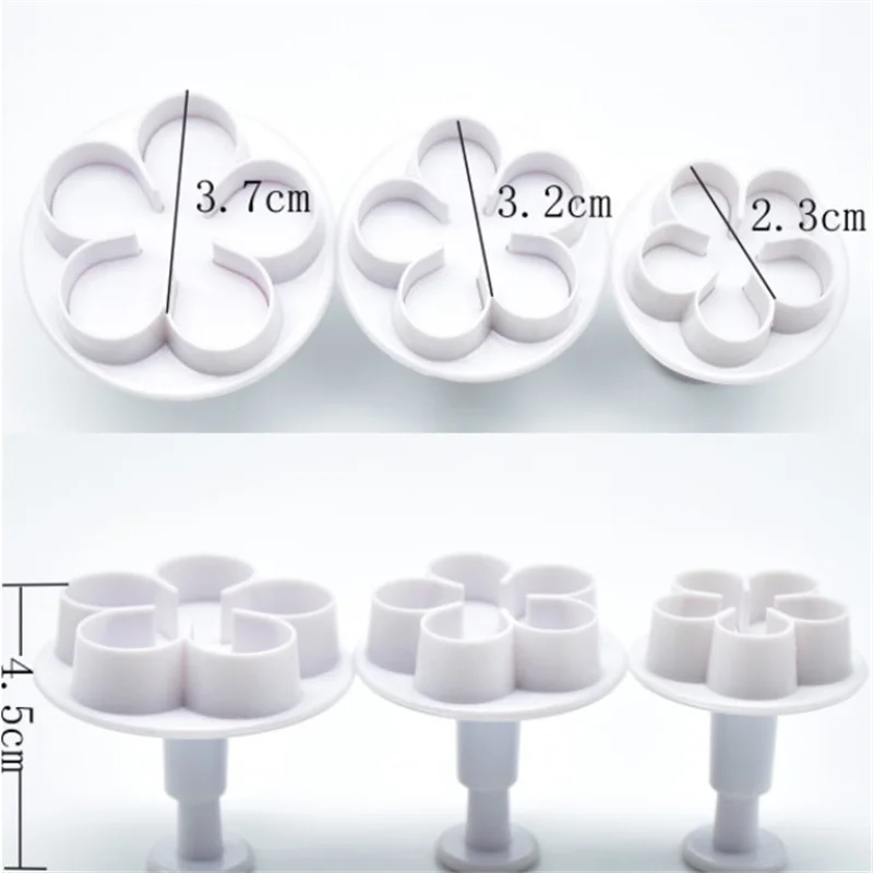 

3Pcs Flower Plunger Cookie Cutter DIY Blossom Flower Cake Fondant Mold Plastic Cake Decorating Tools Baking Accessories