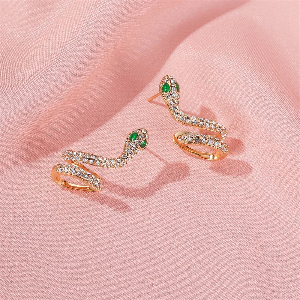 Женские серьги гвоздики в европейском стиле 1 шт. полная змея со стразами