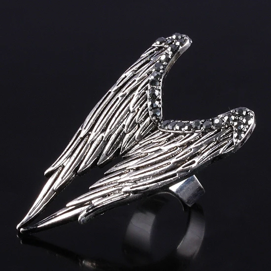 

Винтажное кольцо на палец в виде крыла ангела Регулируемые кольца Стразы в стиле панк хип-хоп для мужчин и женщин ювелирные изделия модный п...