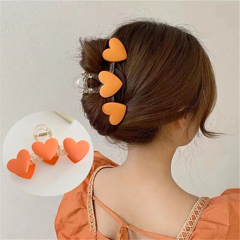 

2021 New Fashion Women Elegant Big Heart Hair Claws Candy Color Barrettes Hair Clip Headband Hairpins For Girls Hair Accessories