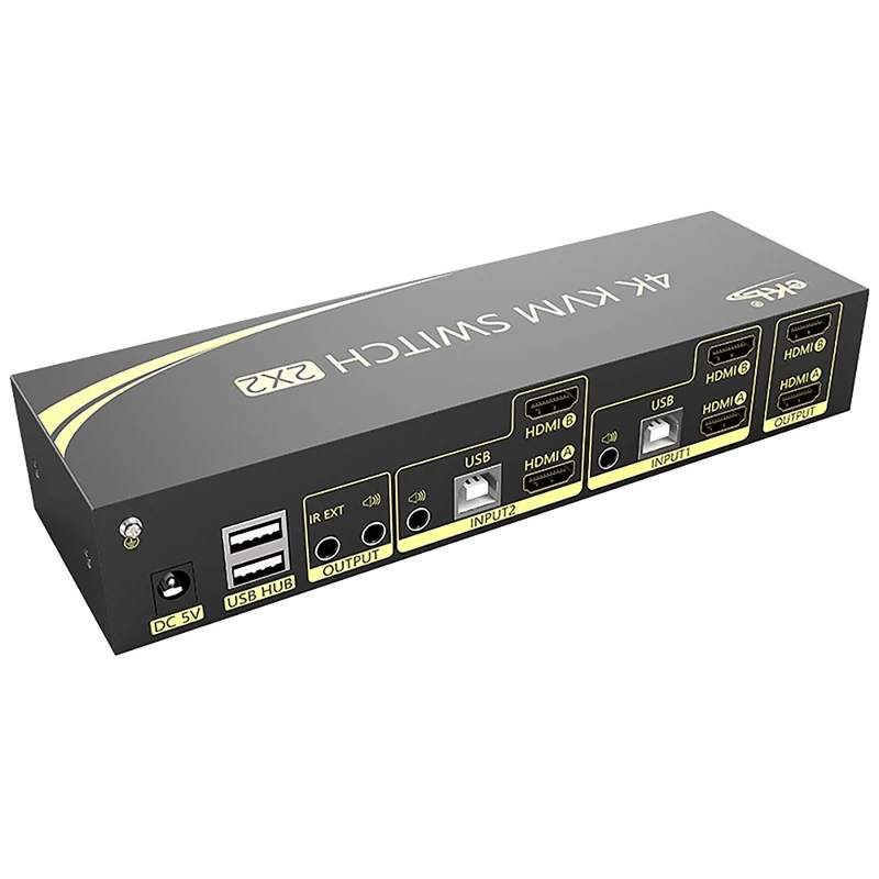 

EKL-212HK HDMI KVM с двумя экранами, переключатель с двумя экранами, расширенный выход, двухканальный HDMI 2,0, вилка стандарта США