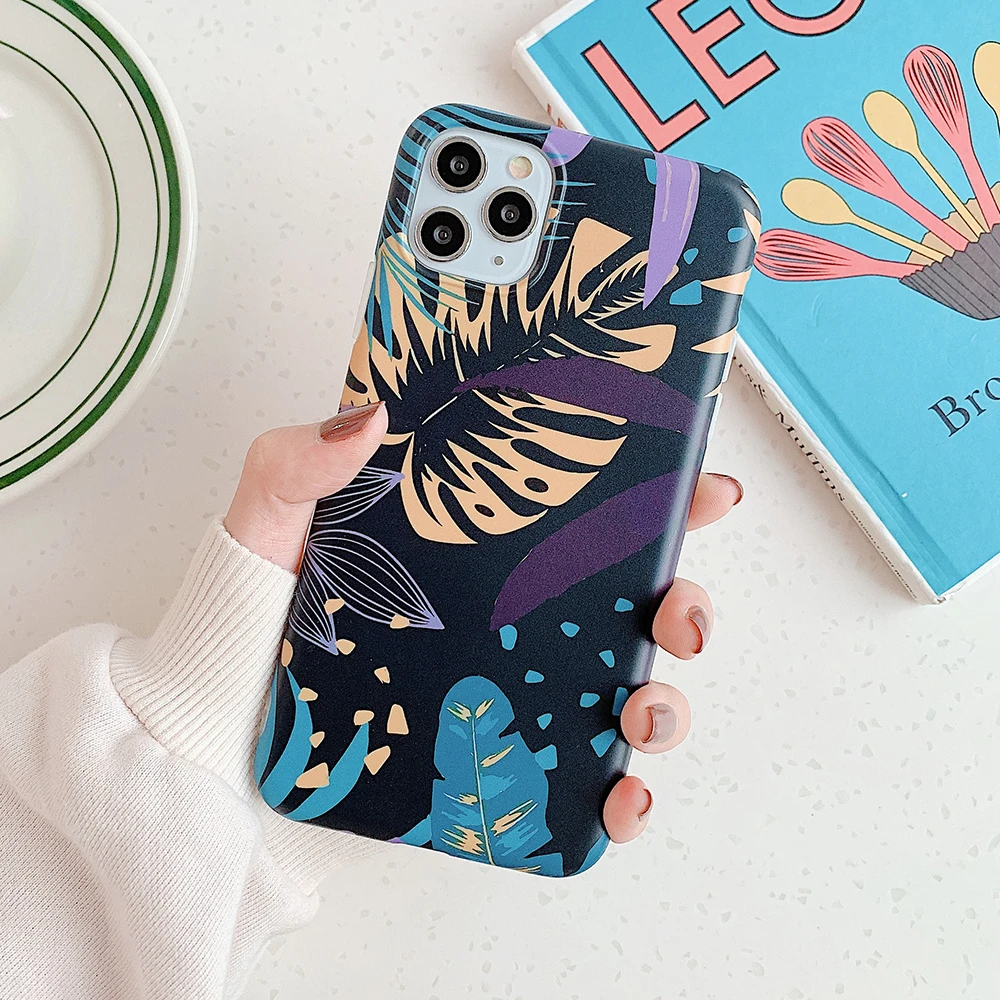 LOVECOM Vintage Banana Leaf Phone Case For iPhone 11 Pro Max XR XS 7 8 6 6S Plus X Korean Style Matte Soft IMD Back Cover | Мобильные