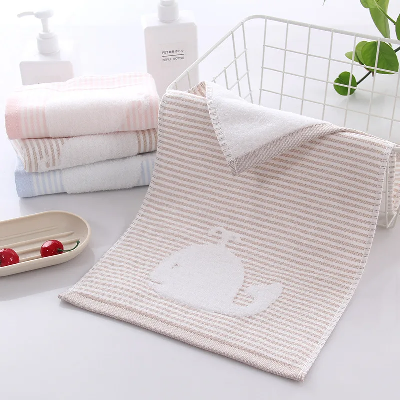 

25*50CM Infant Baby Towel Home Daily Cartoon Cute Embroidered Fish Baby Towels Scarf Bath Stuff Cotton Baby Wash Face Towel