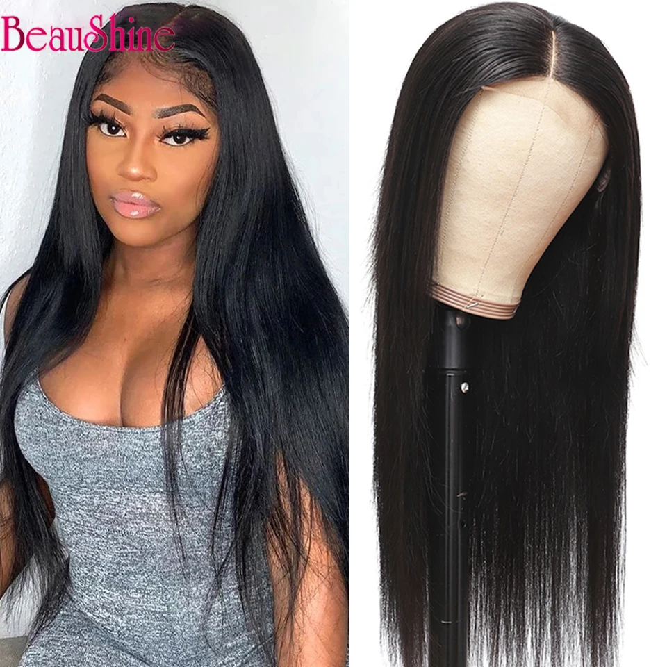 

Straight hair Pre Plucked Lace Closure Wigs Peruvian Human Hair 4x4 Lace Closure Wig Remy hair Natural Color