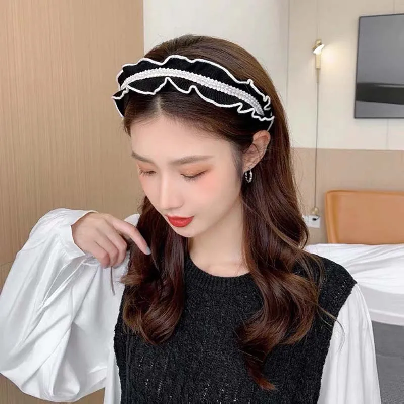 

2020 New Hair Accessories For Girls Wide Side Pearls Headbands For Women Valentine's Day Hairband scrunchies резинки для волос