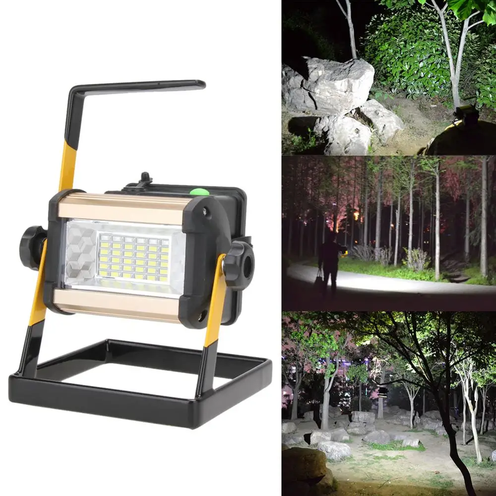 Rechargeable Floodlight 50W 36 LED Lamp Portable 2400LM Spotlight Flood Spot Work Light for Outdoor Camping Lamps with Charger