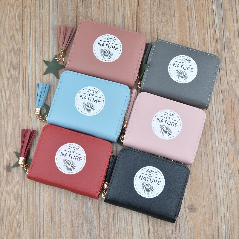 

2019 New Tassel Stars Women Wallet Short Clutch Mini Cute Wallets High Capacity Coin Zipper Coin Purse Multifunction Card Holder