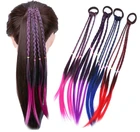 Резинки для волос с цветными париками для девочек, аксессуары для волос конский хвост, головные украшения с узором для волос
