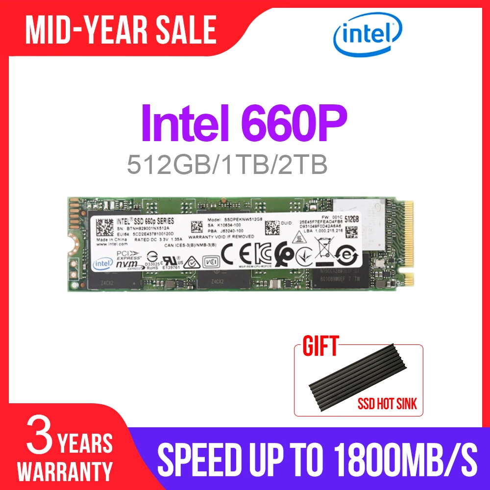 Intel 660p ssd 512GB 1TB 2TB Solid State Drive - PCI Express (PCI Express 3.0 x4) - Internal SSD- intel M.2 2280 NVME ssd