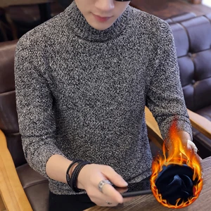 Мужские флисовые свитера, повседневный пуловер с высоким воротником, мужской зимний черный свитер с высоким воротником, Мужская трикотажная одежда с длинным рукавом, Мужская одежда, топы