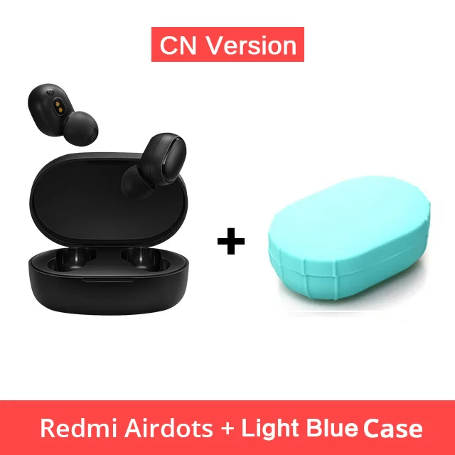 CN Add lt blue Case Xiaomi Redmi AirDots наушники Bluetooth гарнитура 5,0 TWS истинный беспроводной стерео SBC милый мини-светильник наушники с автоматической зарядкой - Цвет: CN Add lt blue Case