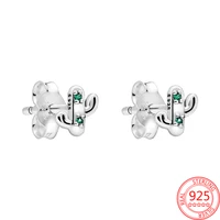 new 925 sterling silve korean earringsr birthday for gifts girls fashion jewelry earrings fine simplicity cute cactus earrings