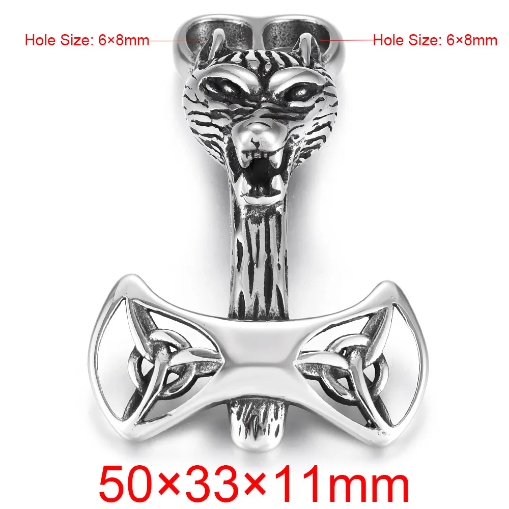 Wolf Нержавеющая сталь Viking Thor's Hammer крючки изогнутые с двойным отверстием 6 мм для изготовления браслетов ювелирных изделий фурнитура для самостоятельного изготовления аксессуаров - Цвет: Wolf