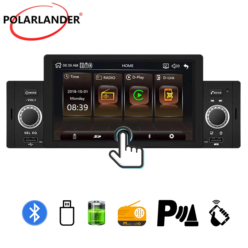 

Car Radio 1 Din Mirror Link Bluetooth ISP Touch Screen MP5 Multimedia Player 5 Inch Audio Stereo For VW Toyota Hyundai Nissian