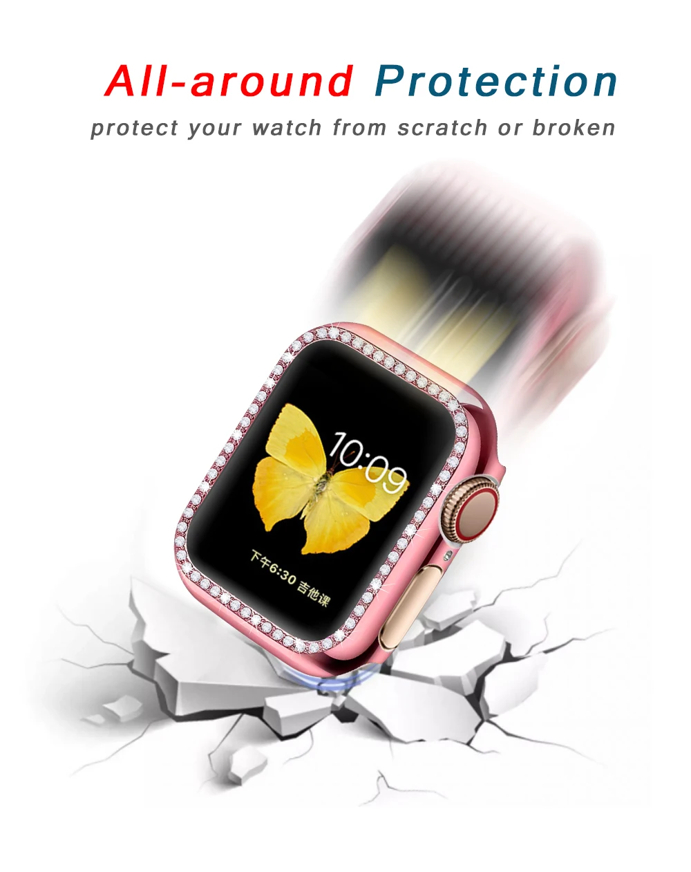 Чехол-бампер с алмазами защитный чехол для Apple Watch Cover Series 5 4 3 2 1 38 мм 42 мм чехол s для Iwatch 5 4 40 мм 44 мм аксессуары для часов