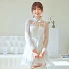Винтажное женское Короткое платье YIGELILA, белое элегантное платье с открытой спиной, приталенное платье до колен, 66254