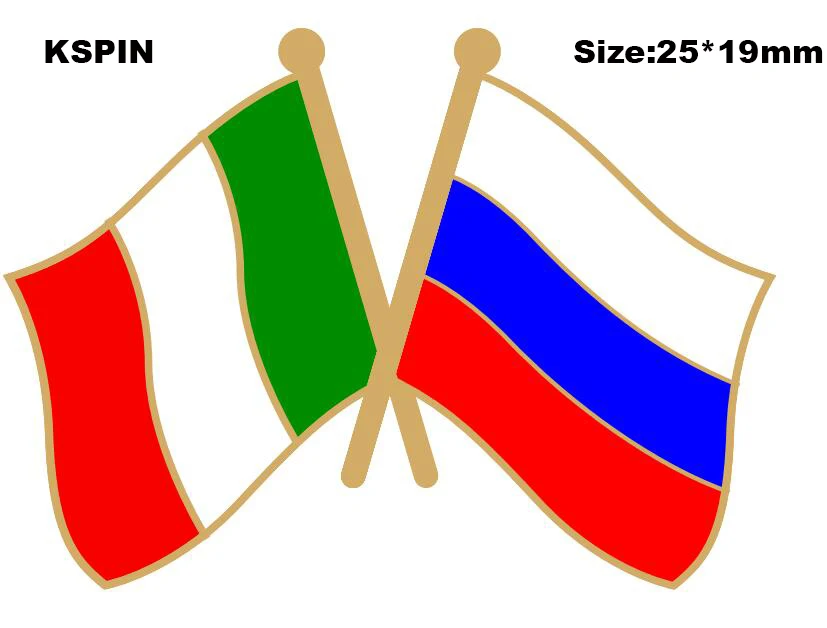 Italy & Russia Friendship Flag Lapel Pin Friendship Flag Badge Flag pin