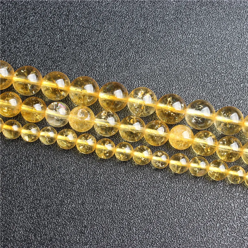 

Natural stone round bead Citrine loose beads 6 / 8 / 10 / 12mm suitable for jewelry making DIY Bracelet Necklace