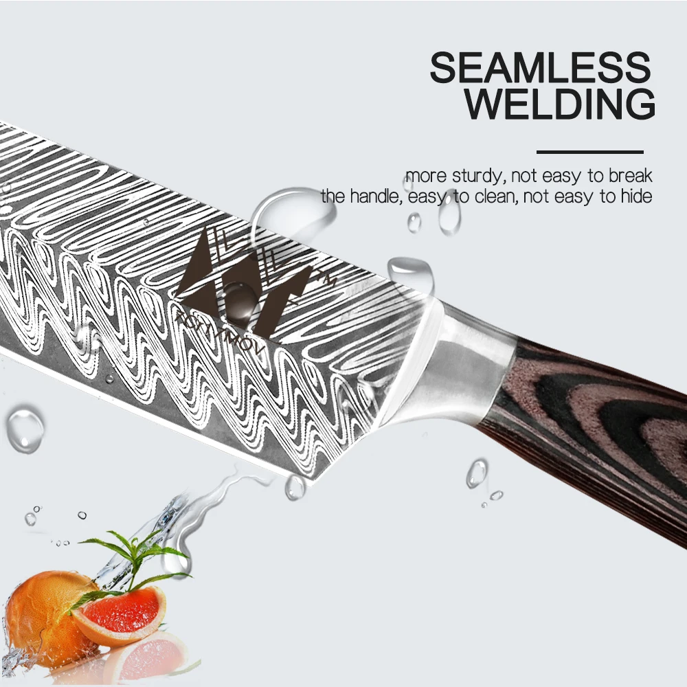XYj Kitchen Stainless Steel Knives Set Chicken Bone Scissor Shear Damascus Veins Blade Wood Handle Knife Cooking kitchen | Дом и сад
