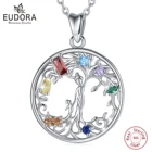 EUDORA серебро 925 пробы мама ребенок Древо жизни кулон в виде дерева лист и богиня серебряное ожерелье винтажные модные ювелирные изделия для женщин