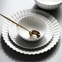 gray petal dinner plate ceramic kitchen plate tableware set food dishes rice salad noodles bowl soup kitchen cook tool 1pc