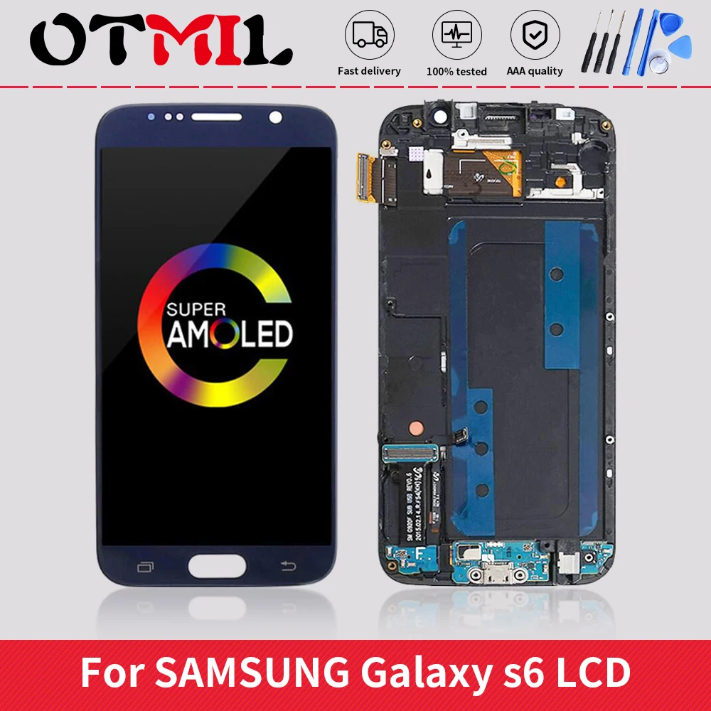 

Дисплей AMOLED 5,1 дюйма для SAMSUNG Galaxy S6 G920 G920F, ЖК-дисплей с сенсорным экраном и дигитайзером в сборе, запасные части с ожоговыми тенями
