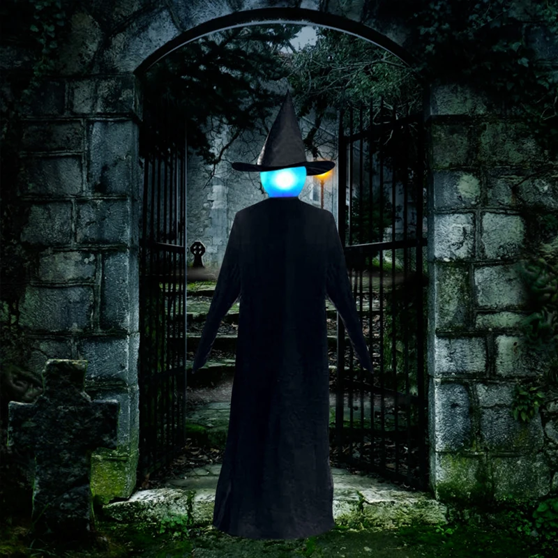 

Light-Up Witches with Stakes Halloween Decorations Outdoor Holding Hands Screaming Witches Sound Activated Sensor Decoration