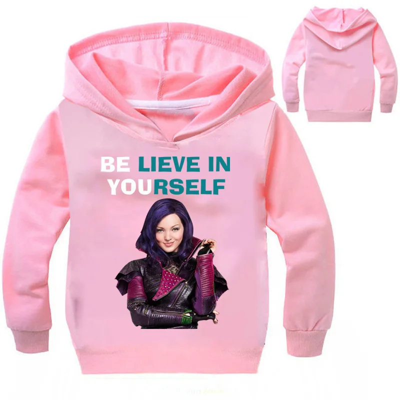 Весенний свитер с капюшоном и принтом BE LIEVE IN YOURSELF для маленьких девочек детская