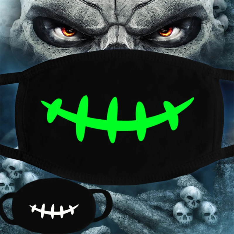 Женские и мужские светящиеся темные маскарадные маски с черепом черный рот
