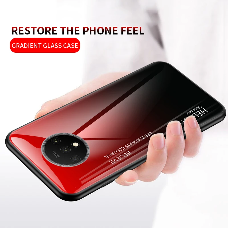 Luxury Glass Case For oneplus 7t 9H Tempered Silicone Cover Hybrid Back Pro Cases one plus 7 pro |