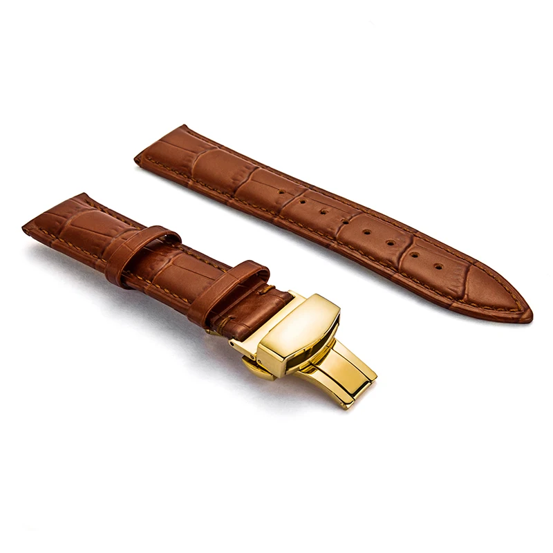 Light brown gold Ремешок для часов 12мм18мм 19 мм 20 мм 21 мм 22 мм 24 мм из мягкой телячьей кожи ремешок для часов из крокодиловой кожи ремешок для часов Tissot Seiko - Цвет ремешка: Light brown gold