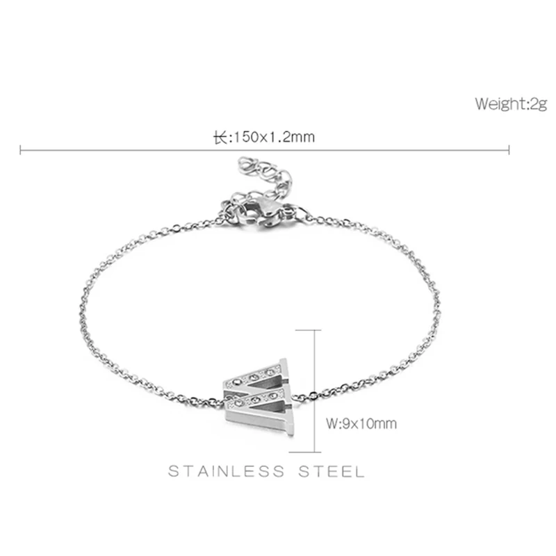 Серебряный цвет нержавеющая сталь 24 буквы браслет для женщин мода кубического