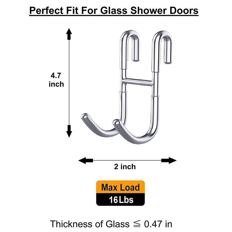 

2Pcs Shower Door Hook-for Hanging Coat Rack Hat Rack Bathroom Storage Bathrobe Loofah Razor Sponge