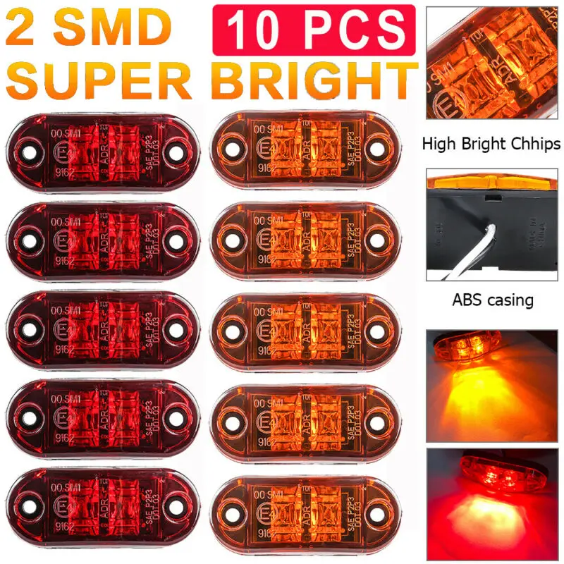 

Red+Amber Side Clearance Marker Light Accessories Lamps Truck Oval 2.5\"