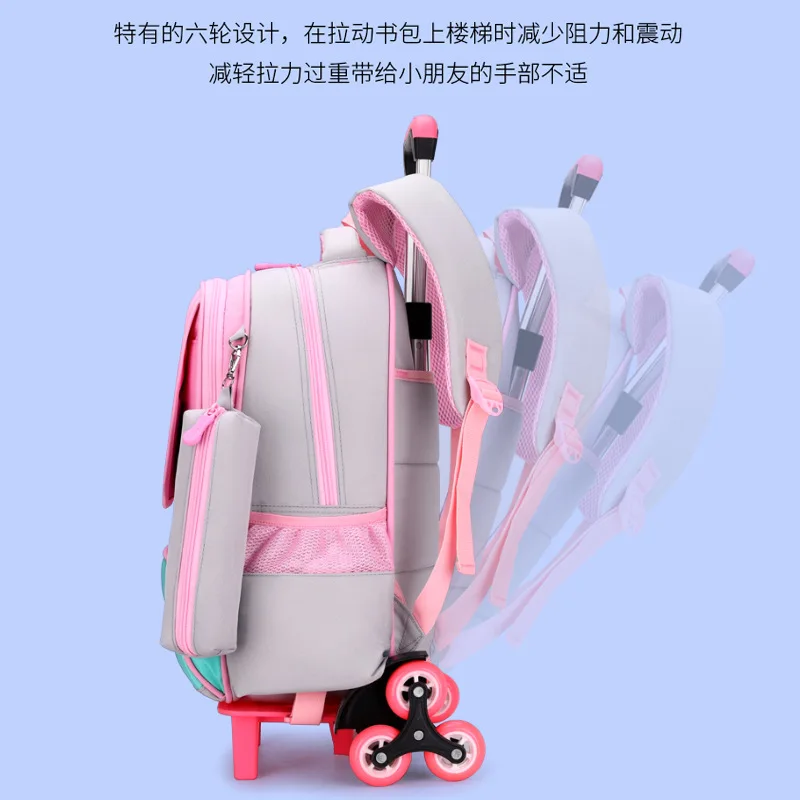 

Trolley Children School Bags Mochila Kids Backpacks With Wheel Trolley Luggage For Girls Boys backpack Escolar Backbag Schoolbag