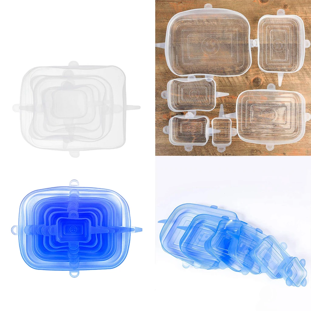 

6pcs Silicone Stretch Lids Reusable Food Storage Seal Cover For Freezer