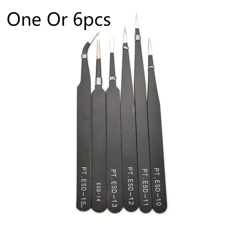 

1/ 6pcs Precision Tweezer Antistatic Tweezers Stainless Tweezers Model Curved ESD-10/ESD-11/ESD-12/ESD-13/ESD-14/ESD-15