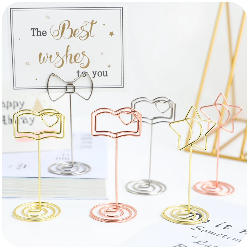 5 шт./лот держатель для фотографий в форме Золотого сердца настольные держатели