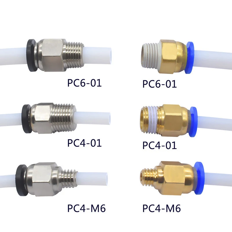 2PcsPneumatic коннектора PC4-m10 1 75 мм 3 PTFE трубка быстрая муфта j-head фитинг для 3d V6 j-головки