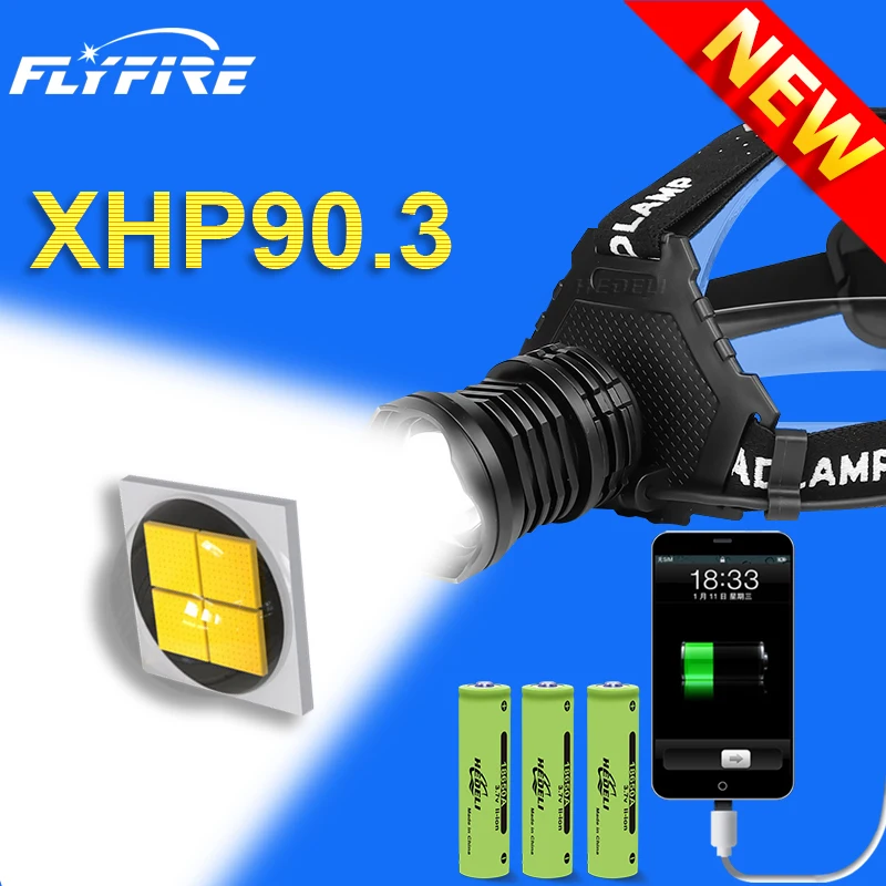 

2021 XHP90.3 Led headlamp Headlight USB Rechargeable the most powerful head lamp zoom power bank 18650 battery xhp90 waterproof