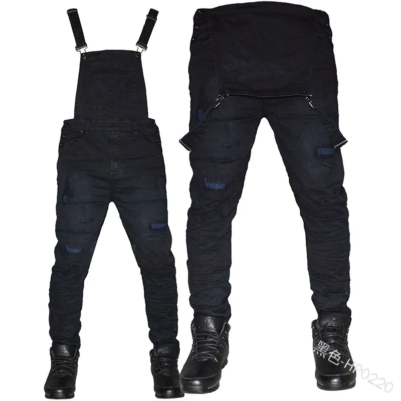 

Mandylandy Men's Fitness Denim Overalls Fashion Long Jeans Pants Denim Jumpsuit Rompers Bib Pants Plus Size