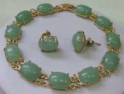

new jewelry Gracious green jade bracelet earring sets