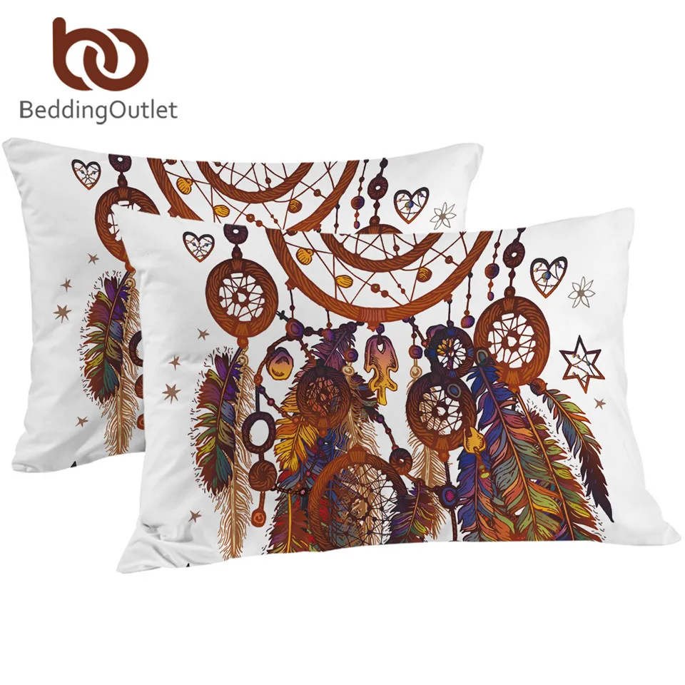 Наволочка для кровати коричневая бохо акварельная Богемия конверты наволочки