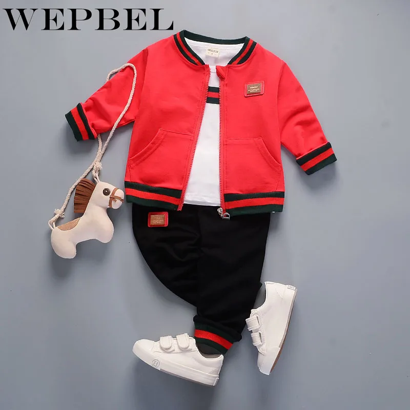 WEPBEL Toddler Infant Clothes Suits Baby Boys Girls Clothing Sets Coats T Shirt Pants Children Kids Casual Costumes | Детская одежда и