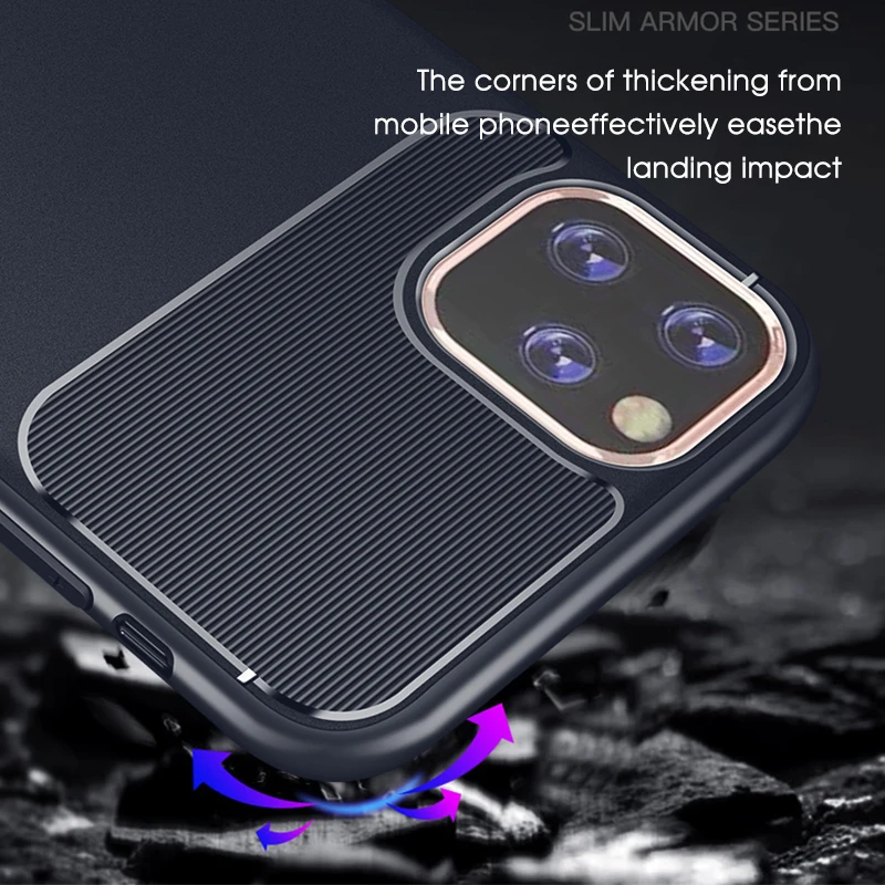 Силиконовый чехол из углеродного волокна для iPhone 11 Pro Max тонкие армированные