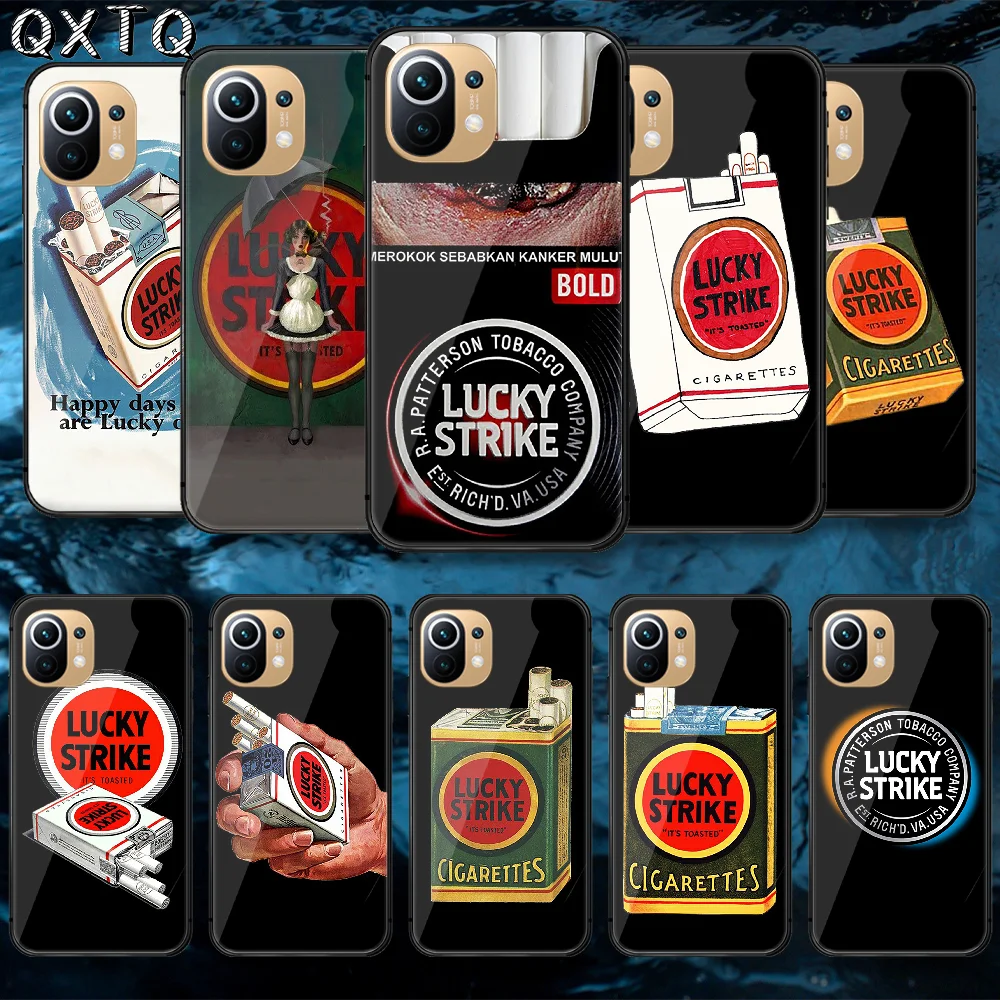 

QXTQ Lucky Strikes Cigarette Tempered Glass Phone Case Cover For Xiaomi Mi Poco F2 F3 X3 Nfc A3 8 9 10 11 T Pro Lite Ultra