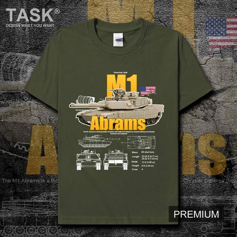 

American M1 Abrams Main Battle Tank T-Shirt Cotton O-Neck Short Sleeve Men's T Shirt New Size S-3XL
