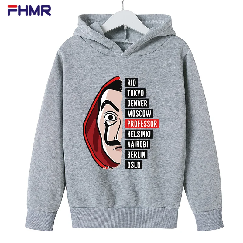 

La Casa De Papel Hoodies kids Unisex Top Cartoon Money Heist boy girl House of Paper Kawaii Anime Sweatshirt Harajuku Pullover